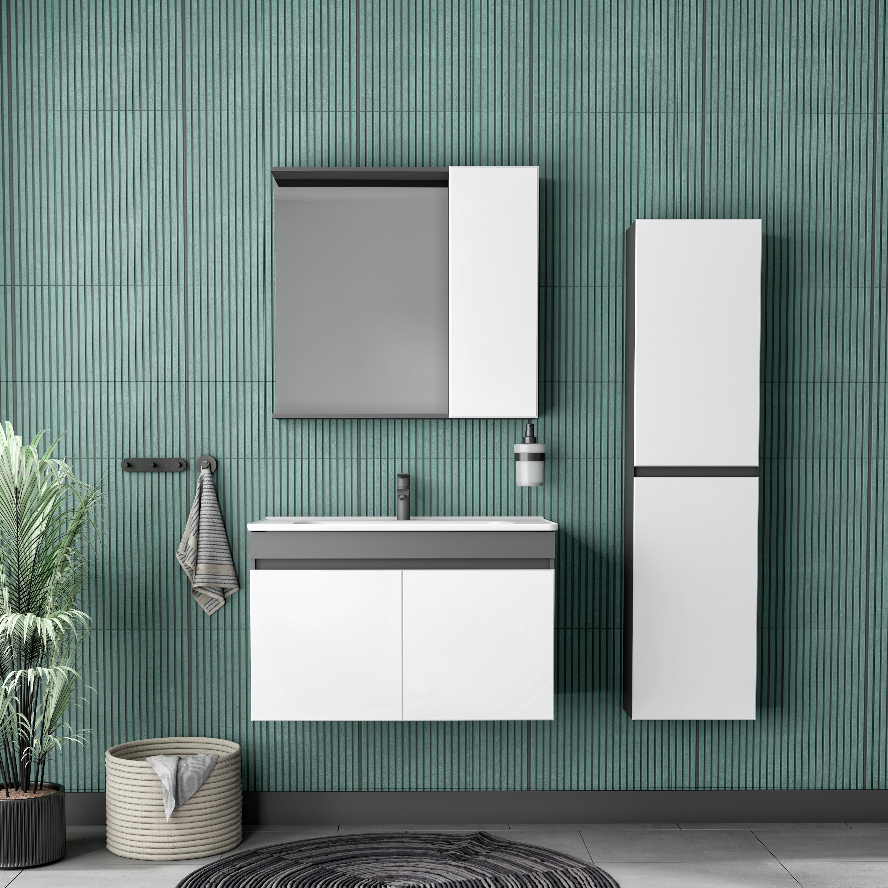 Elon Banyo Dolabı Takımı- Ayna Dolaplı
