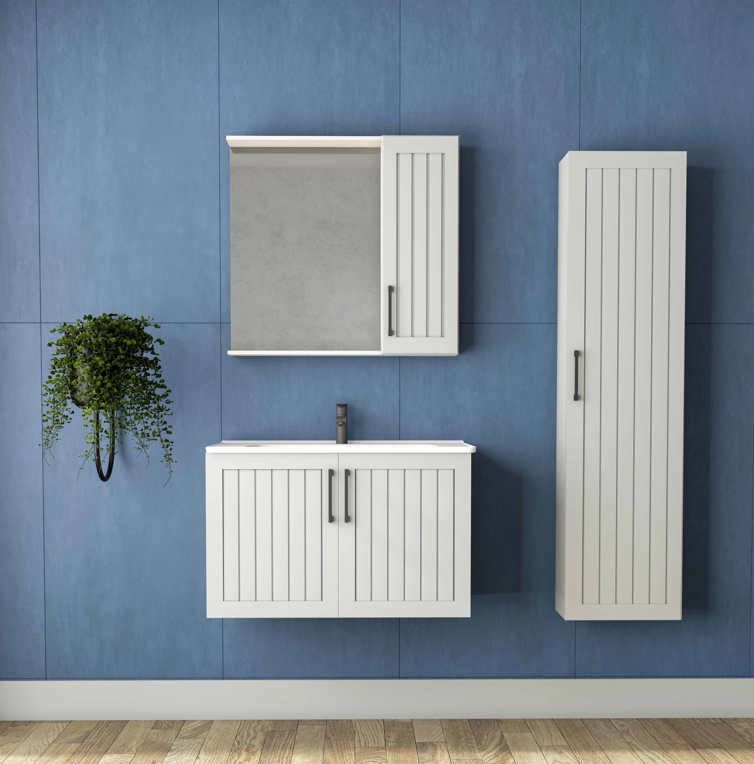 Lera Banyo Dolabı Takımı - Aynalı Dolaplı