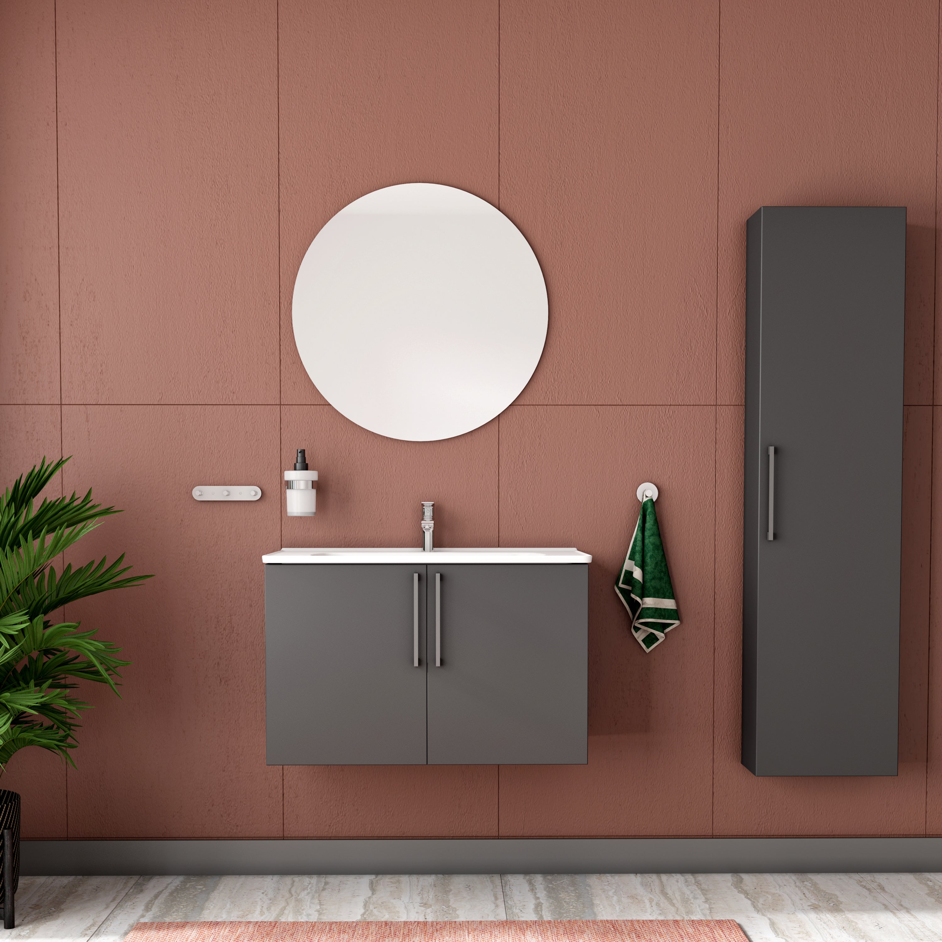Mono Banyo Dolabı Takımı - Aynalı