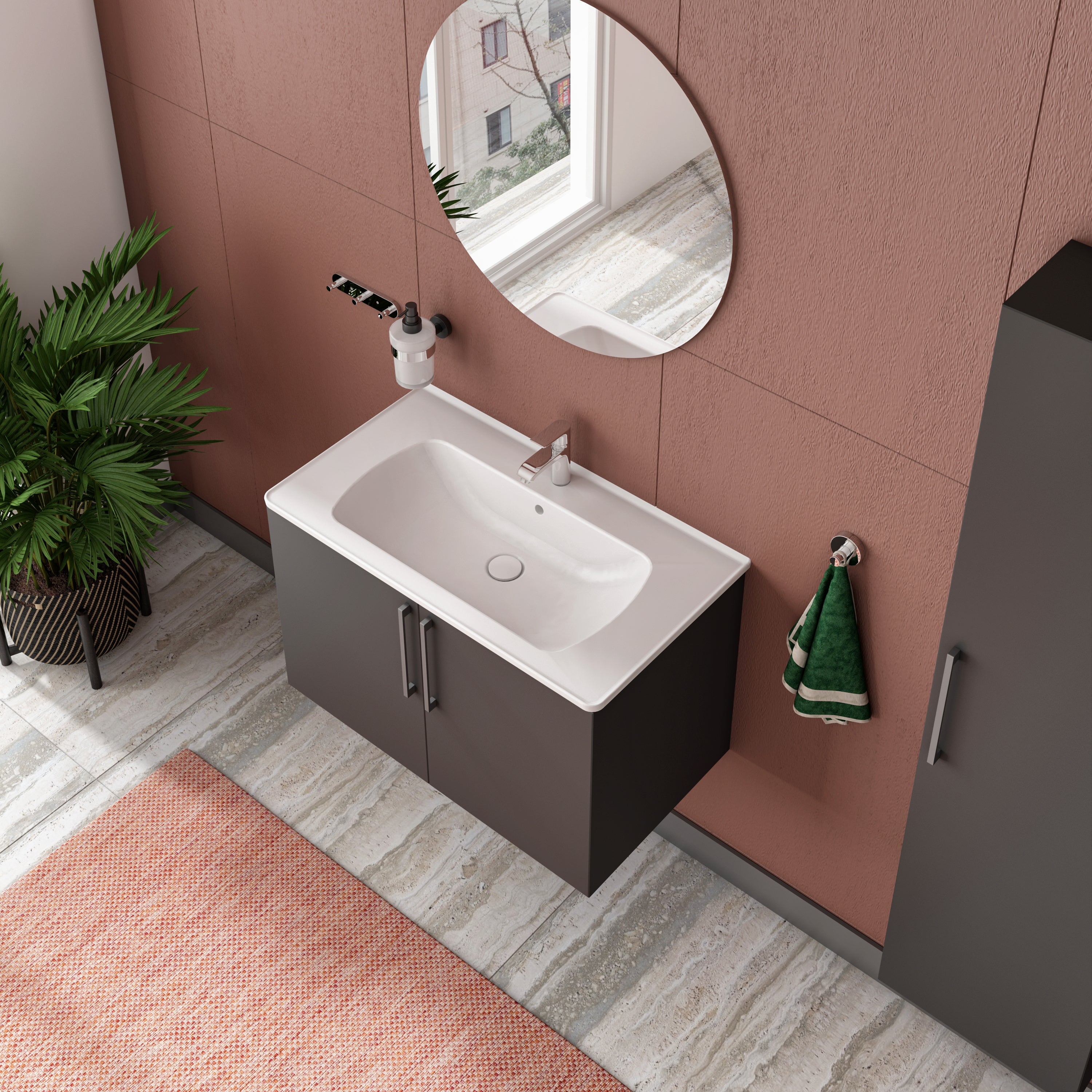 Mono Banyo Dolabı Takımı - Aynalı
