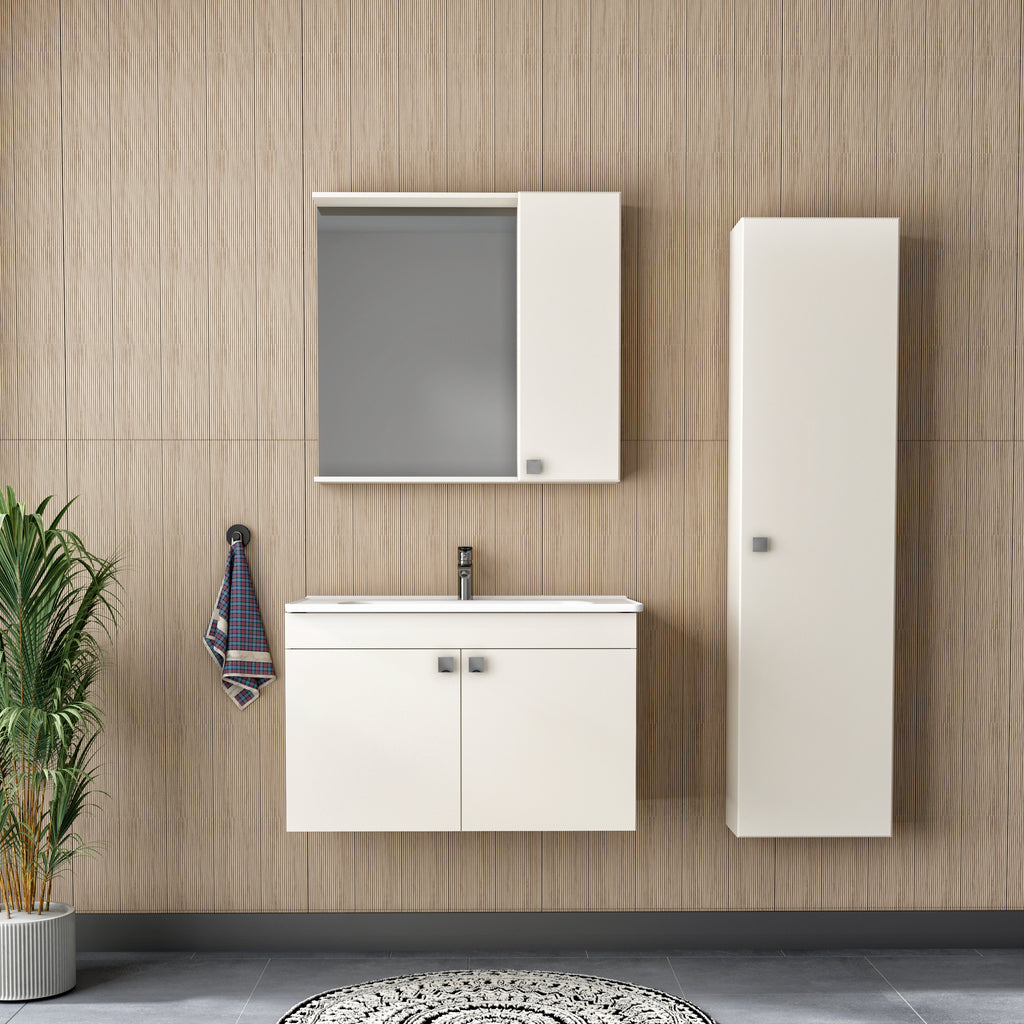 Pors Banyo Dolabı Takımı - Aynalı Dolaplı