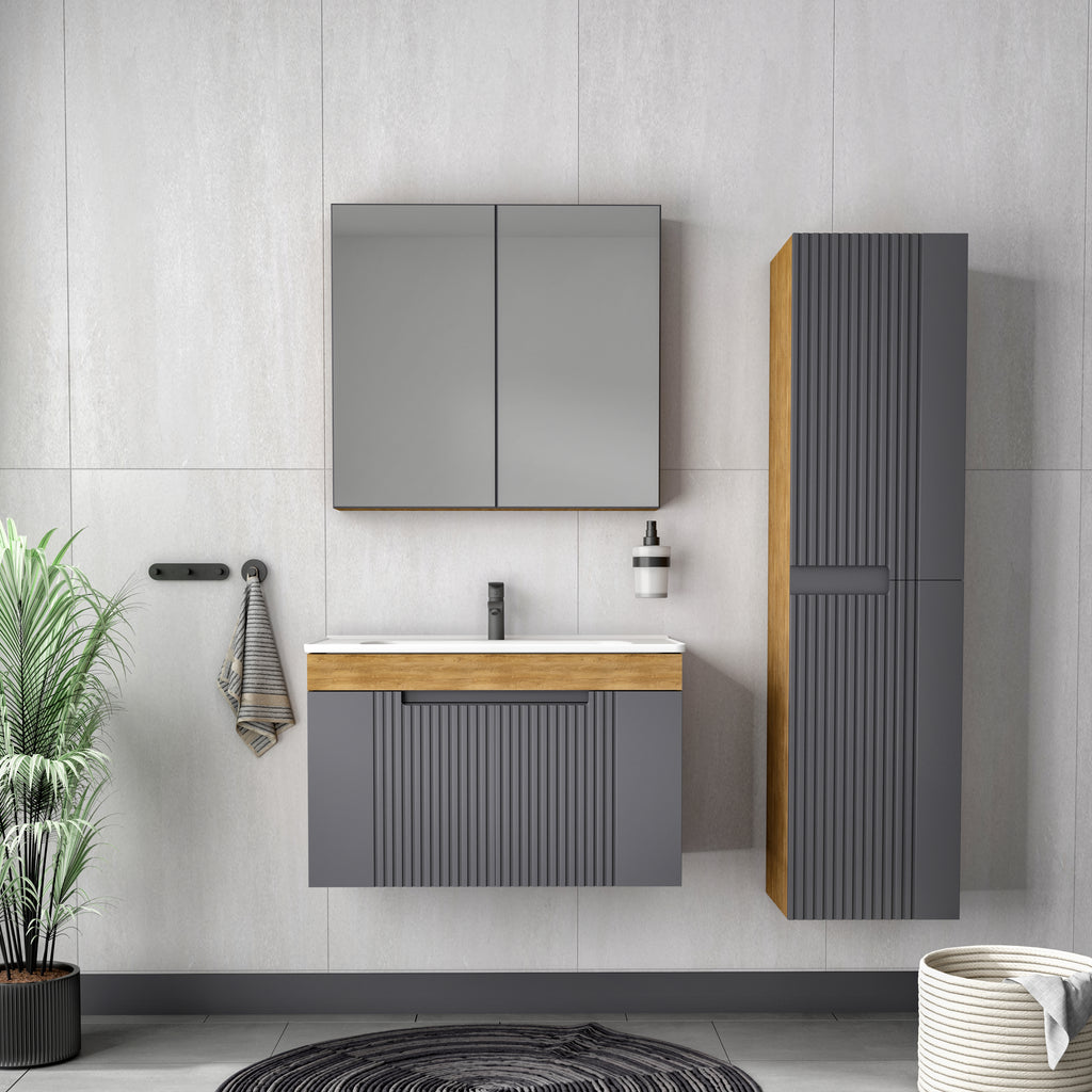 Togo Banyo Dolabı Seti - Ayna Dolaplı