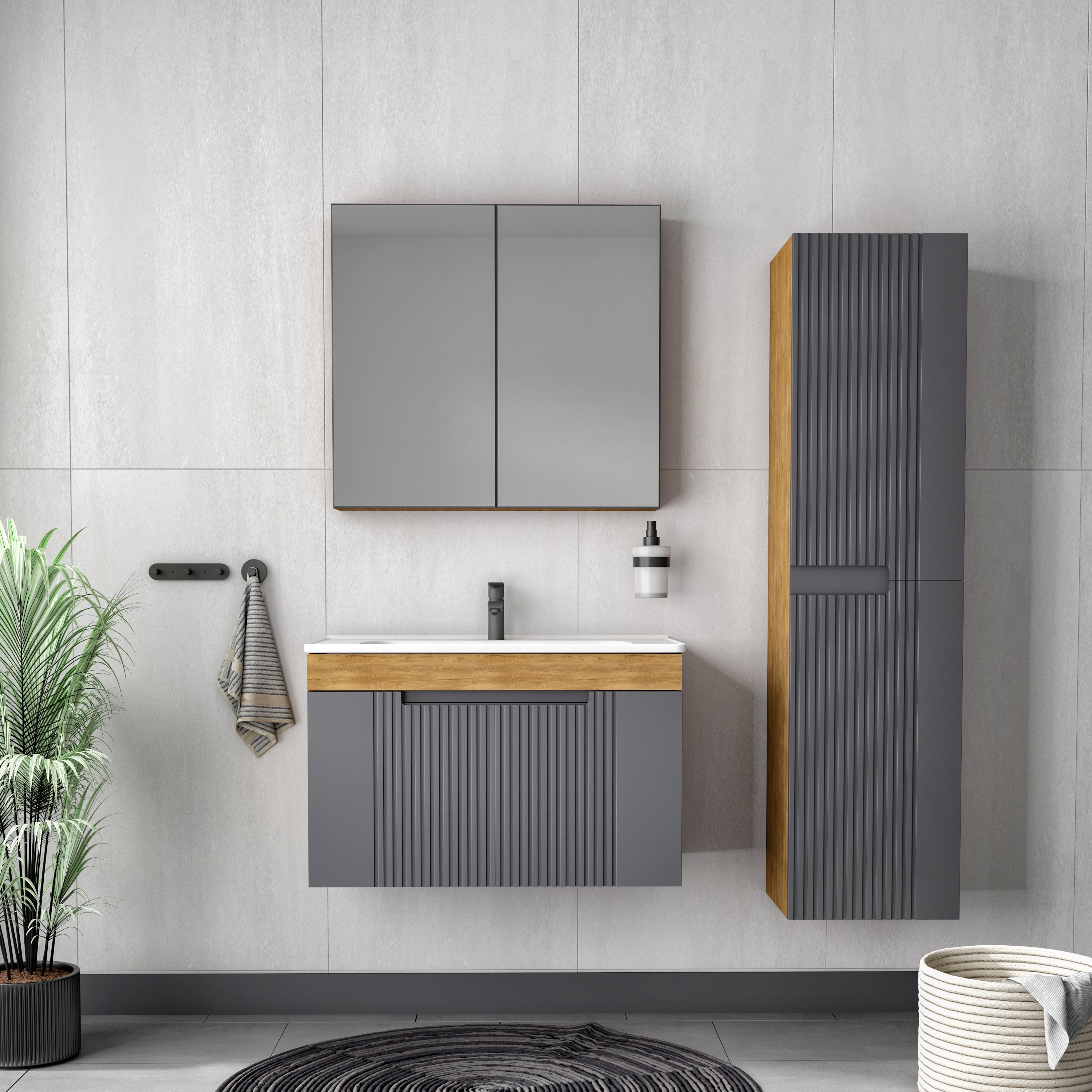 Togo Banyo Dolabı Seti - Ayna Dolaplı